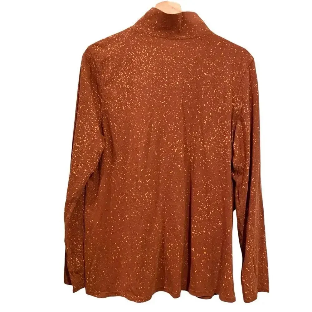 Soft Surrounding Half Button Collared/Turtleneck Long Sleeve Top in Size Large